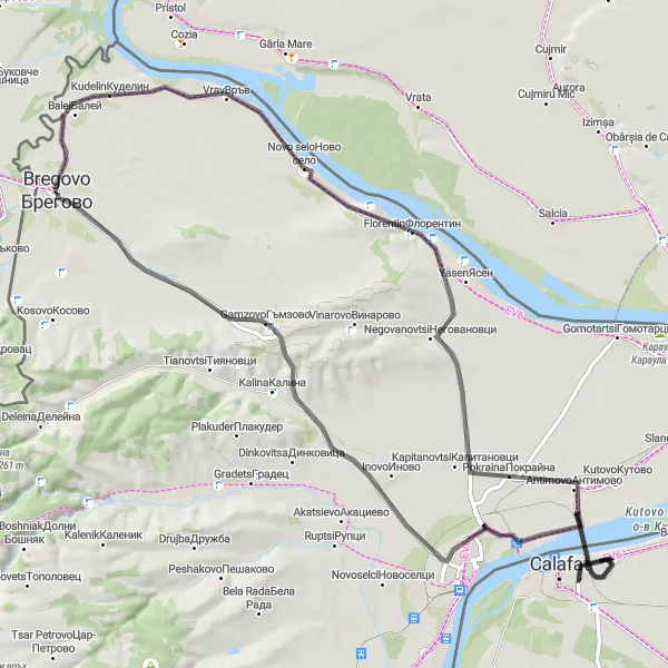 Map miniature of "Bregovo to Golem breg Road Cycling Route" cycling inspiration in Severozapaden, Bulgaria. Generated by Tarmacs.app cycling route planner