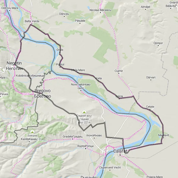 Map miniature of "Bregovo to Antimovo Road Cycling Route" cycling inspiration in Severozapaden, Bulgaria. Generated by Tarmacs.app cycling route planner