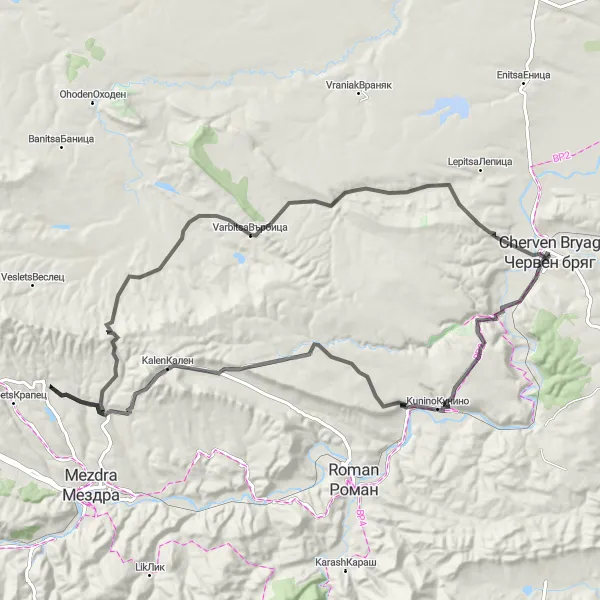 Map miniature of "Reselets Epic" cycling inspiration in Severozapaden, Bulgaria. Generated by Tarmacs.app cycling route planner