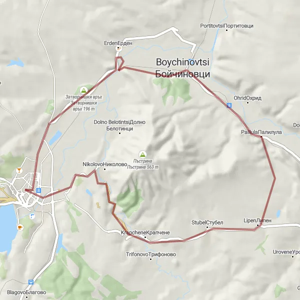 Map miniature of "Montana-Lipen Round-Trip" cycling inspiration in Severozapaden, Bulgaria. Generated by Tarmacs.app cycling route planner