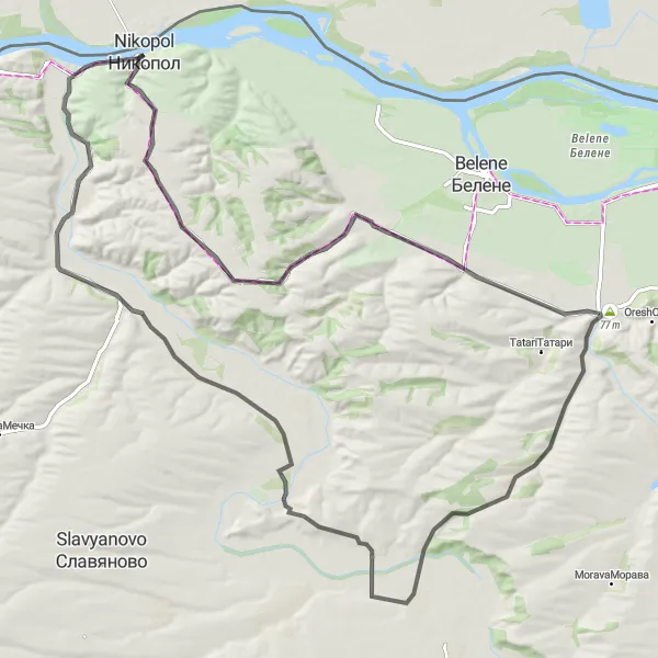 Map miniature of "Lyubenovo Road Expedition" cycling inspiration in Severozapaden, Bulgaria. Generated by Tarmacs.app cycling route planner