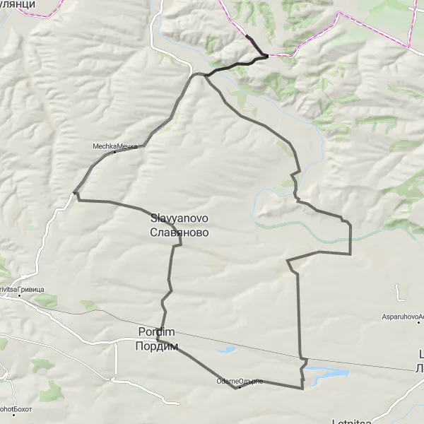 Map miniature of "The Lyubenovo Circuit" cycling inspiration in Severozapaden, Bulgaria. Generated by Tarmacs.app cycling route planner