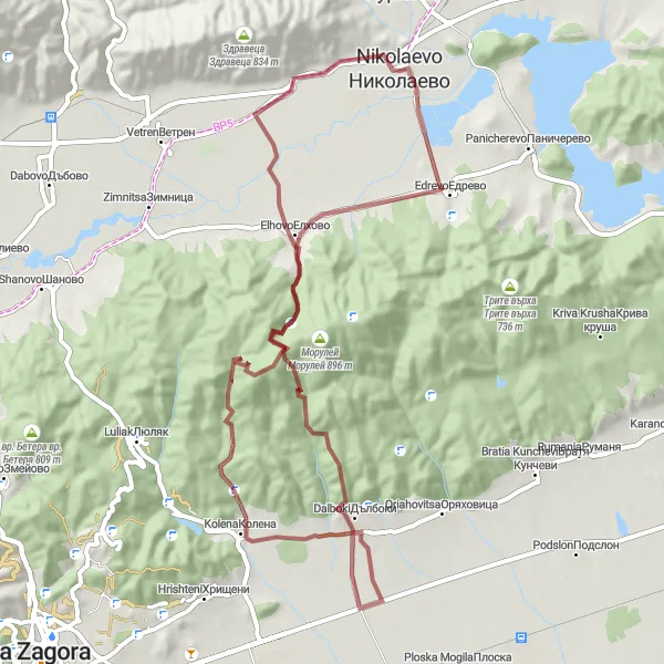Map miniature of "Gravel Adventure" cycling inspiration in Yugoiztochen, Bulgaria. Generated by Tarmacs.app cycling route planner