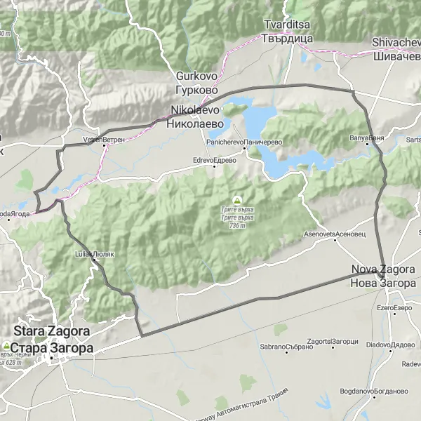 Map miniature of "Ultimate Bulgarian Road Cycling Adventure" cycling inspiration in Yugoiztochen, Bulgaria. Generated by Tarmacs.app cycling route planner