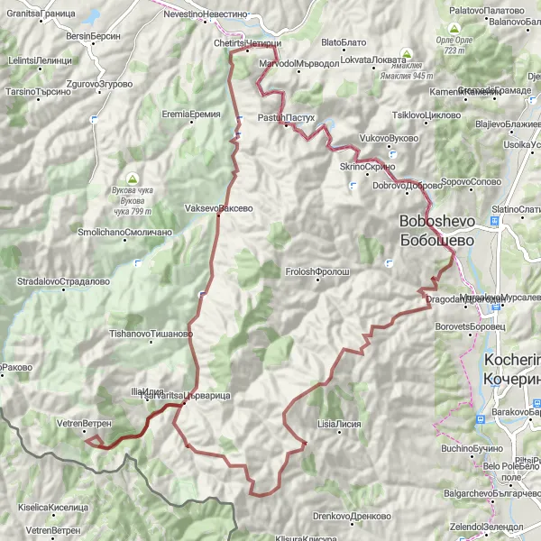 Map miniature of "Ilia Loop" cycling inspiration in Yugozapaden, Bulgaria. Generated by Tarmacs.app cycling route planner