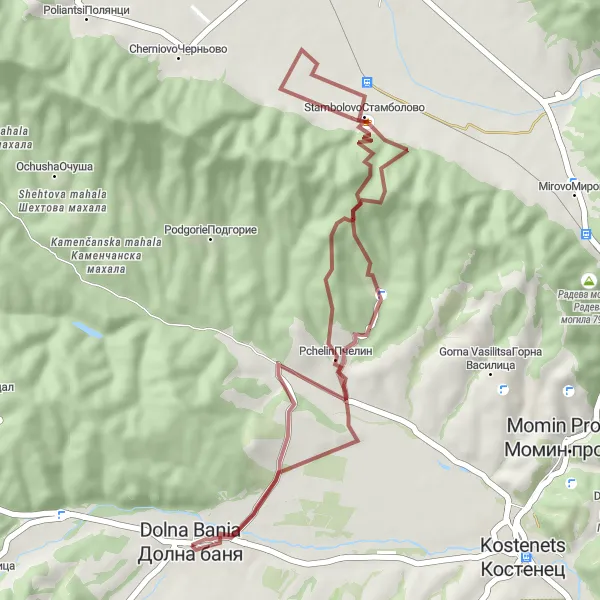 Map miniature of "Gravel Adventure" cycling inspiration in Yugozapaden, Bulgaria. Generated by Tarmacs.app cycling route planner