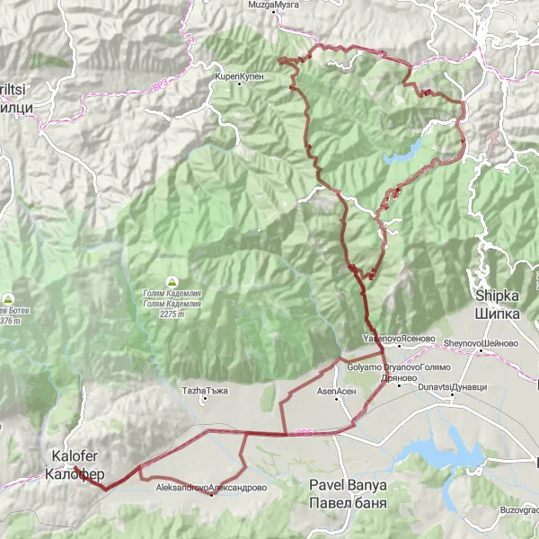 Map miniature of "The Ultimate Gravel Adventure" cycling inspiration in Yuzhen tsentralen, Bulgaria. Generated by Tarmacs.app cycling route planner