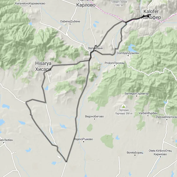 Map miniature of "The Scenic Road Adventure" cycling inspiration in Yuzhen tsentralen, Bulgaria. Generated by Tarmacs.app cycling route planner