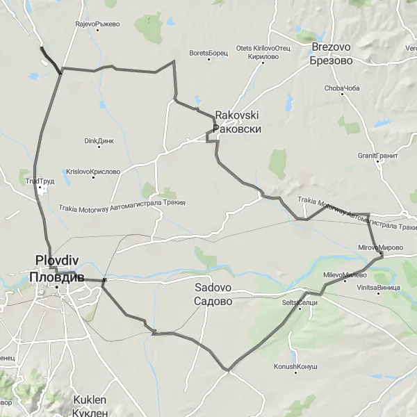 Map miniature of "Rhodope Mountain Challenge" cycling inspiration in Yuzhen tsentralen, Bulgaria. Generated by Tarmacs.app cycling route planner
