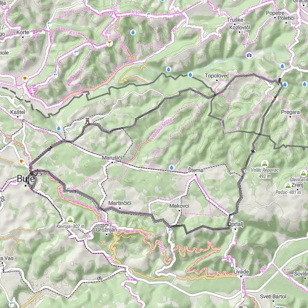 Map miniature of "Cycling Expedition" cycling inspiration in Jadranska Hrvatska, Croatia. Generated by Tarmacs.app cycling route planner