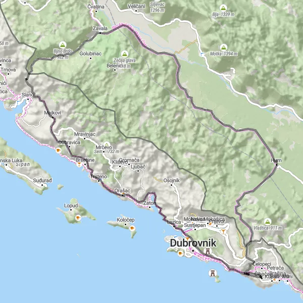 Map miniature of "Jadranska Hrvatska Road Cycling Challenge" cycling inspiration in Jadranska Hrvatska, Croatia. Generated by Tarmacs.app cycling route planner
