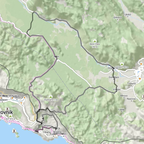 Map miniature of "Jadranska Hrvatska Road Cycling Adventure" cycling inspiration in Jadranska Hrvatska, Croatia. Generated by Tarmacs.app cycling route planner