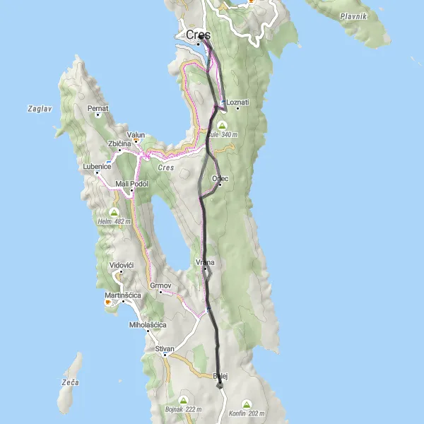 Map miniature of "Coastal Charm and Picturesque Villages" cycling inspiration in Jadranska Hrvatska, Croatia. Generated by Tarmacs.app cycling route planner
