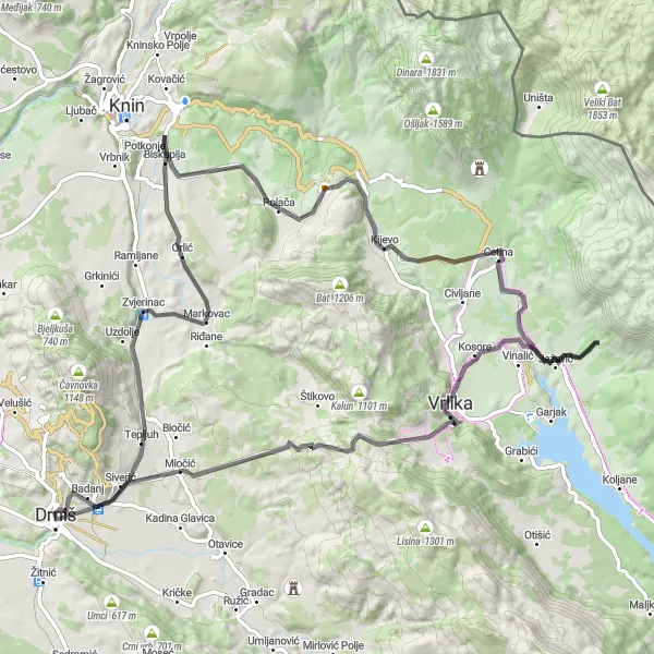 Map miniature of "The Beauty of Zvjerinac" cycling inspiration in Jadranska Hrvatska, Croatia. Generated by Tarmacs.app cycling route planner