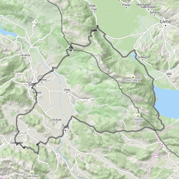 Map miniature of "Adrenaline Road Adventure" cycling inspiration in Jadranska Hrvatska, Croatia. Generated by Tarmacs.app cycling route planner