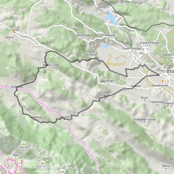 Map miniature of "Jadranska Hrvatska Cycling Adventure" cycling inspiration in Jadranska Hrvatska, Croatia. Generated by Tarmacs.app cycling route planner