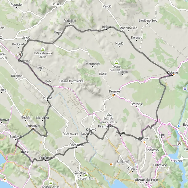 Map miniature of "The Jerebinjak Challenge" cycling inspiration in Jadranska Hrvatska, Croatia. Generated by Tarmacs.app cycling route planner