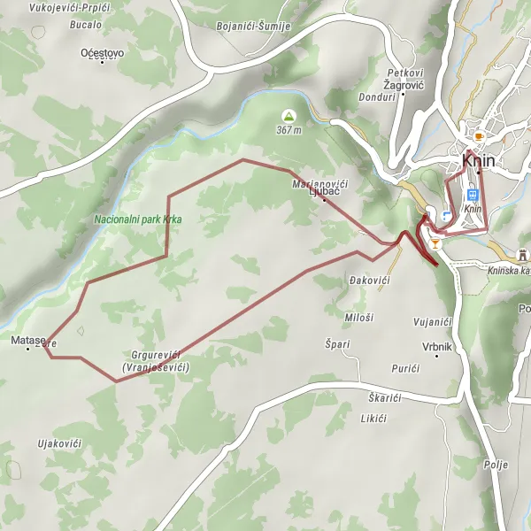 Map miniature of "Montova Glavica Scenic Ride" cycling inspiration in Jadranska Hrvatska, Croatia. Generated by Tarmacs.app cycling route planner