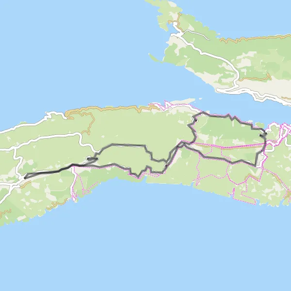 Map miniature of "Korčula Countryside Ride" cycling inspiration in Jadranska Hrvatska, Croatia. Generated by Tarmacs.app cycling route planner