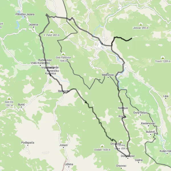 Map miniature of "Nature's Paradise" cycling inspiration in Jadranska Hrvatska, Croatia. Generated by Tarmacs.app cycling route planner