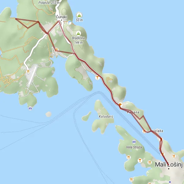 Map miniature of "Stan Lap" cycling inspiration in Jadranska Hrvatska, Croatia. Generated by Tarmacs.app cycling route planner