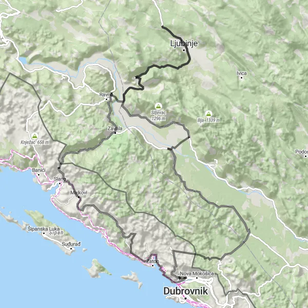 Map miniature of "Lozica Adventure" cycling inspiration in Jadranska Hrvatska, Croatia. Generated by Tarmacs.app cycling route planner