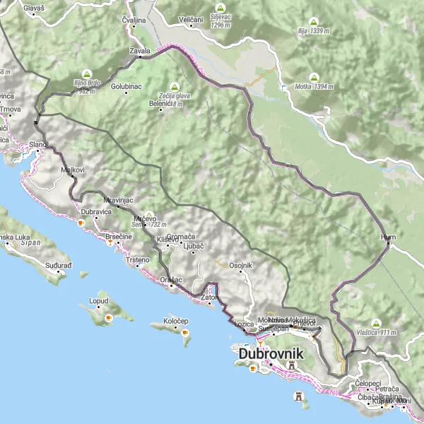 Map miniature of "Mokošica Loop" cycling inspiration in Jadranska Hrvatska, Croatia. Generated by Tarmacs.app cycling route planner