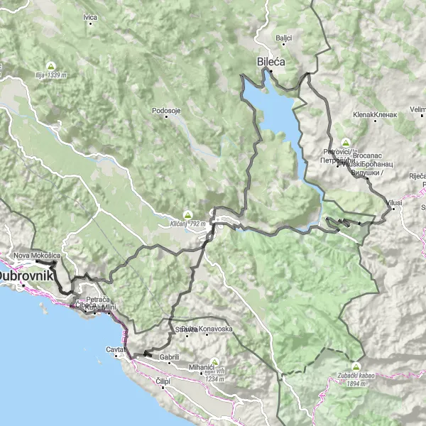 Map miniature of "Road Explorer" cycling inspiration in Jadranska Hrvatska, Croatia. Generated by Tarmacs.app cycling route planner