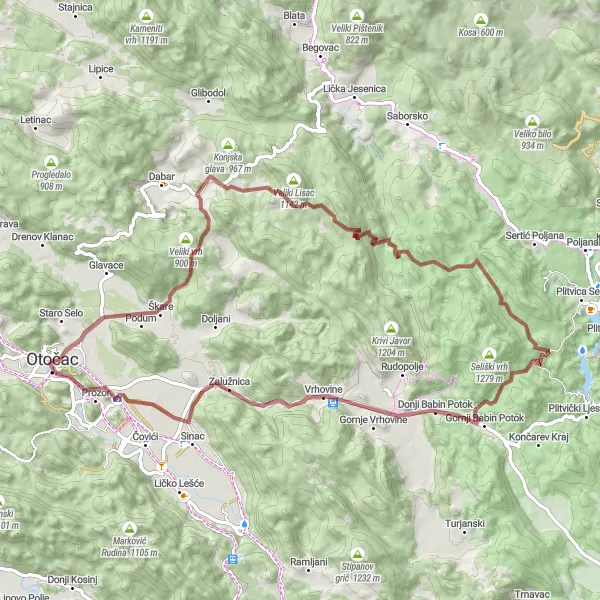 Map miniature of "Galebove Stijene Loop" cycling inspiration in Jadranska Hrvatska, Croatia. Generated by Tarmacs.app cycling route planner