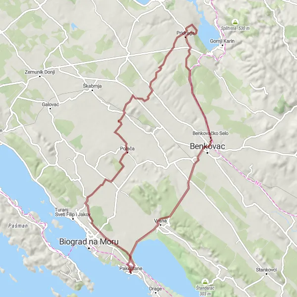 Map miniature of "The Grabar Adventure" cycling inspiration in Jadranska Hrvatska, Croatia. Generated by Tarmacs.app cycling route planner
