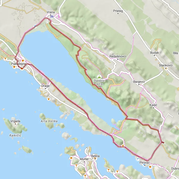 Map miniature of "Han and Pirovac Discovery" cycling inspiration in Jadranska Hrvatska, Croatia. Generated by Tarmacs.app cycling route planner