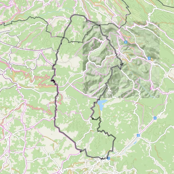 Map miniature of "Historic Route" cycling inspiration in Jadranska Hrvatska, Croatia. Generated by Tarmacs.app cycling route planner