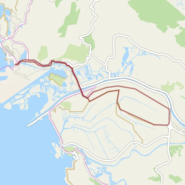 Map miniature of "Ploče - Mostina Gravel Loop" cycling inspiration in Jadranska Hrvatska, Croatia. Generated by Tarmacs.app cycling route planner