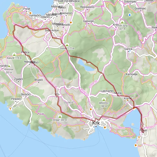 Map miniature of "Poljica Exploration" cycling inspiration in Jadranska Hrvatska, Croatia. Generated by Tarmacs.app cycling route planner