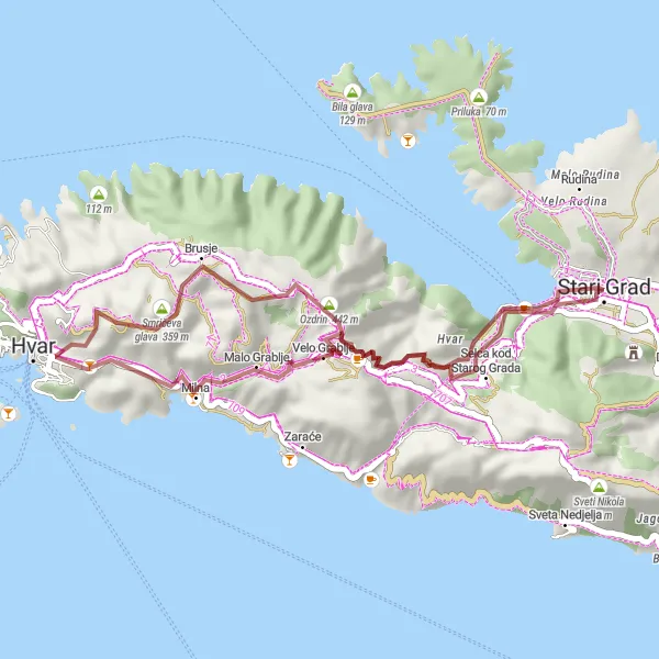 Map miniature of "The Šime Ljubić Expedition" cycling inspiration in Jadranska Hrvatska, Croatia. Generated by Tarmacs.app cycling route planner