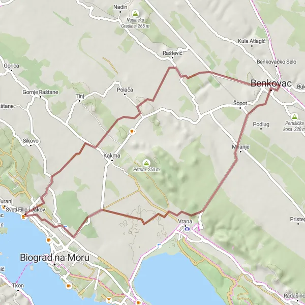 Map miniature of "Breathtaking Gravel Experience" cycling inspiration in Jadranska Hrvatska, Croatia. Generated by Tarmacs.app cycling route planner