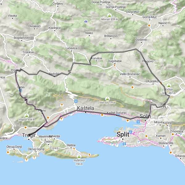 Map miniature of "History and Nature Tour" cycling inspiration in Jadranska Hrvatska, Croatia. Generated by Tarmacs.app cycling route planner