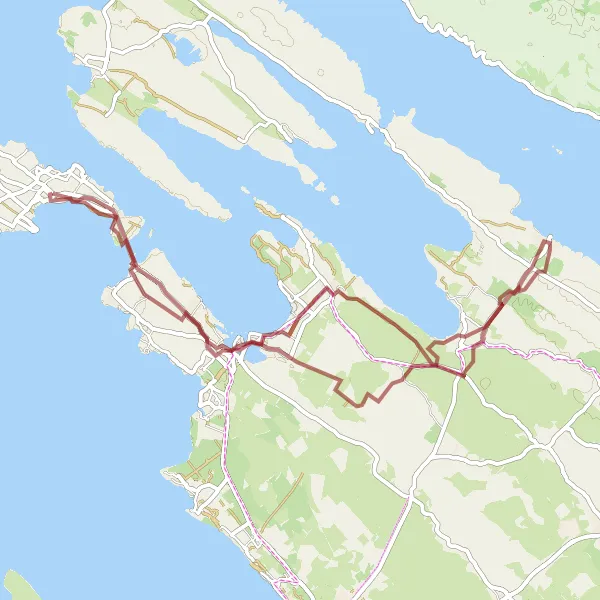 Map miniature of "Ražanac Challenge" cycling inspiration in Jadranska Hrvatska, Croatia. Generated by Tarmacs.app cycling route planner