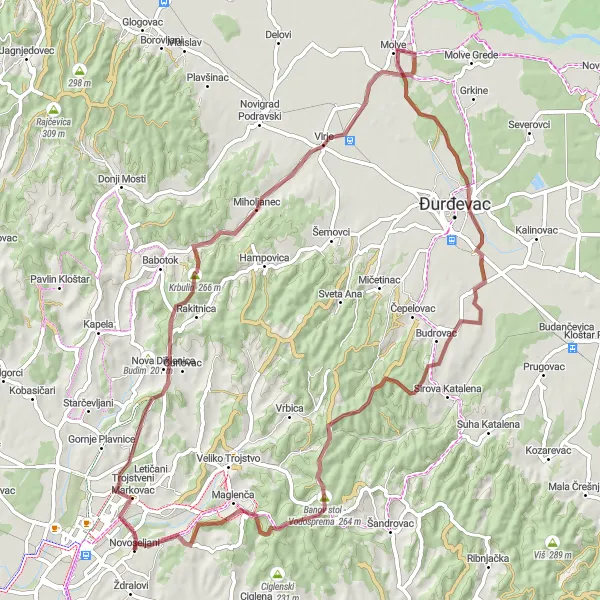 Map miniature of "Panonian Adventure" cycling inspiration in Panonska Hrvatska, Croatia. Generated by Tarmacs.app cycling route planner