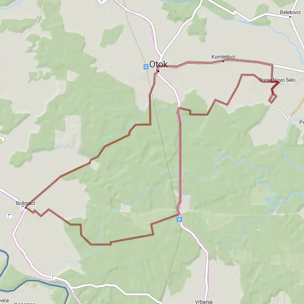 Map miniature of "Hidden Gems of Panonska Hrvatska" cycling inspiration in Panonska Hrvatska, Croatia. Generated by Tarmacs.app cycling route planner