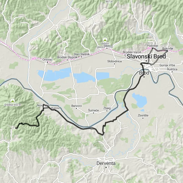 Map miniature of "Panonska Hrvatska Road Cycling Route" cycling inspiration in Panonska Hrvatska, Croatia. Generated by Tarmacs.app cycling route planner