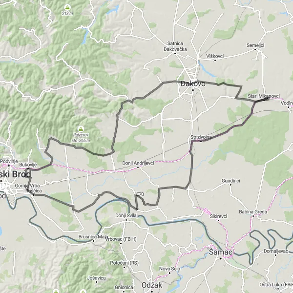 Map miniature of "Panonska Hrvatska Road Cycling Route" cycling inspiration in Panonska Hrvatska, Croatia. Generated by Tarmacs.app cycling route planner