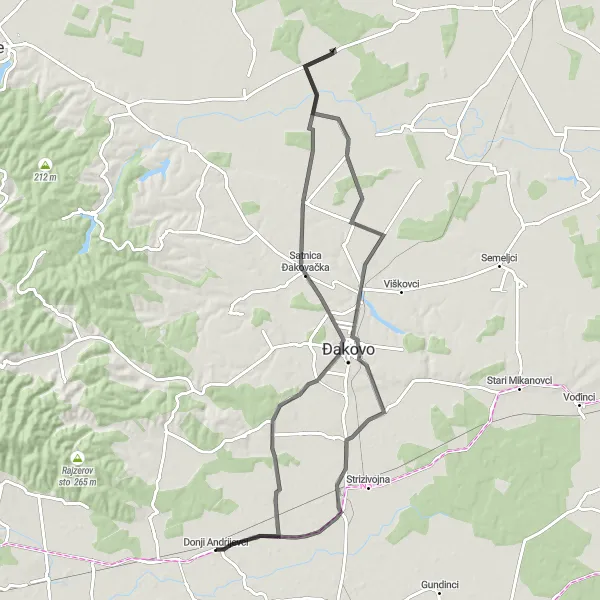 Map miniature of "The Historic Trail" cycling inspiration in Panonska Hrvatska, Croatia. Generated by Tarmacs.app cycling route planner