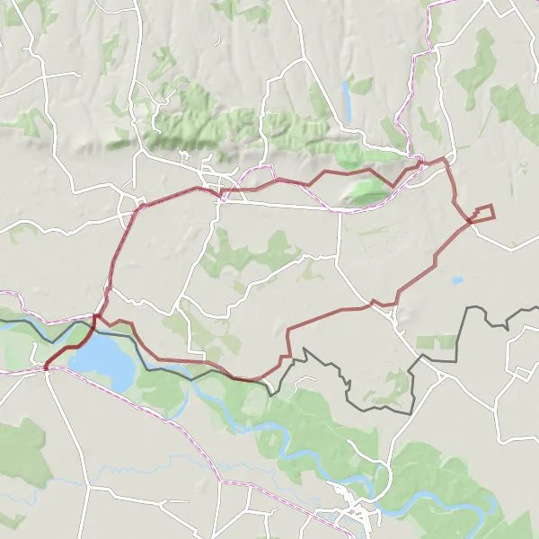 Map miniature of "Gravel Adventure in Baranya" cycling inspiration in Panonska Hrvatska, Croatia. Generated by Tarmacs.app cycling route planner