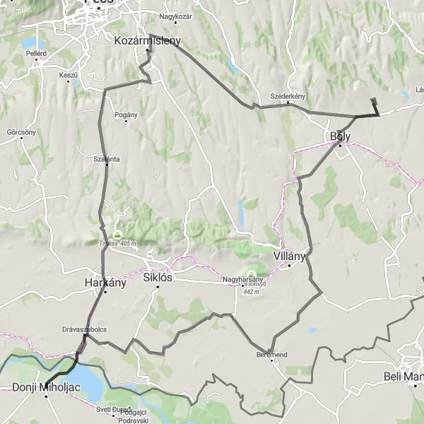 Map miniature of "Panoramic Cycling Adventure in Southern Croatia" cycling inspiration in Panonska Hrvatska, Croatia. Generated by Tarmacs.app cycling route planner