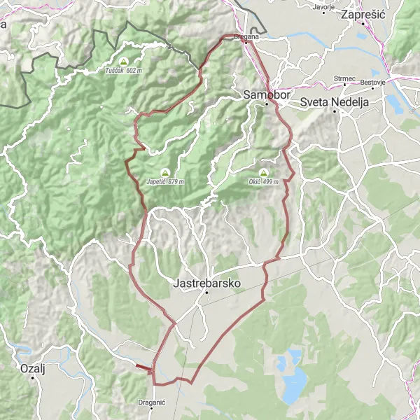 Map miniature of "Gravel Adventure" cycling inspiration in Panonska Hrvatska, Croatia. Generated by Tarmacs.app cycling route planner