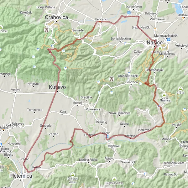 Map miniature of "Tavanac Gravel Exploration" cycling inspiration in Panonska Hrvatska, Croatia. Generated by Tarmacs.app cycling route planner