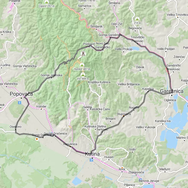 Map miniature of "Repušnica Adventure" cycling inspiration in Panonska Hrvatska, Croatia. Generated by Tarmacs.app cycling route planner