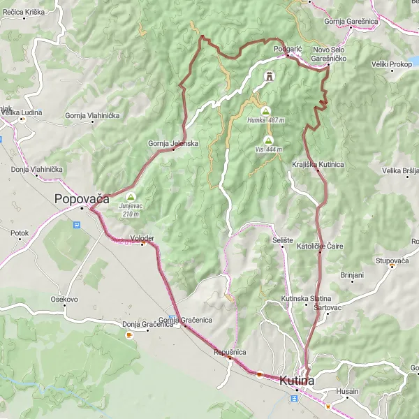 Map miniature of "Panonska Hrvatska Gravel Route 1" cycling inspiration in Panonska Hrvatska, Croatia. Generated by Tarmacs.app cycling route planner