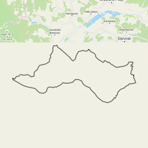 Map miniature of "Panonska Hrvatska Road Route 1" cycling inspiration in Panonska Hrvatska, Croatia. Generated by Tarmacs.app cycling route planner
